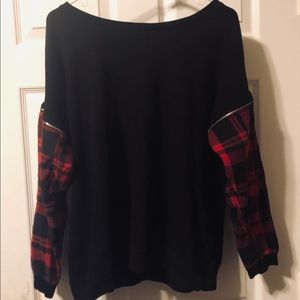 zippered Long Sleeve Plaid Sweatshirt Pullover.